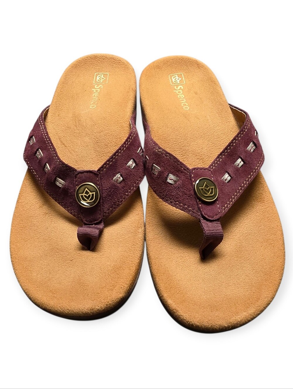 Spenco Laguna Stud Orthotic Suede Sandals Burgundy Size 7.5 B
